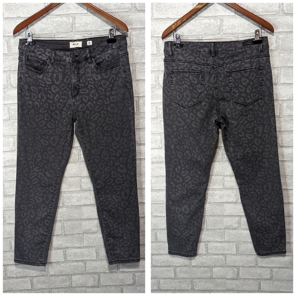 Miss Me Denim Grey Wash Leopard Print Midrise Skinny Ankle Jeans Size 30 - Picture 1 of 6